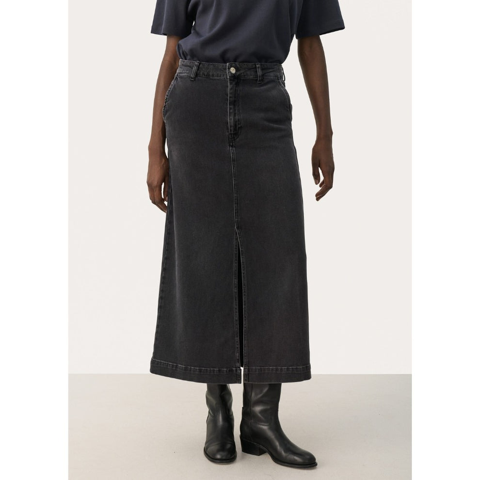 Part Two W Caliah Skirt Washed Black Denim