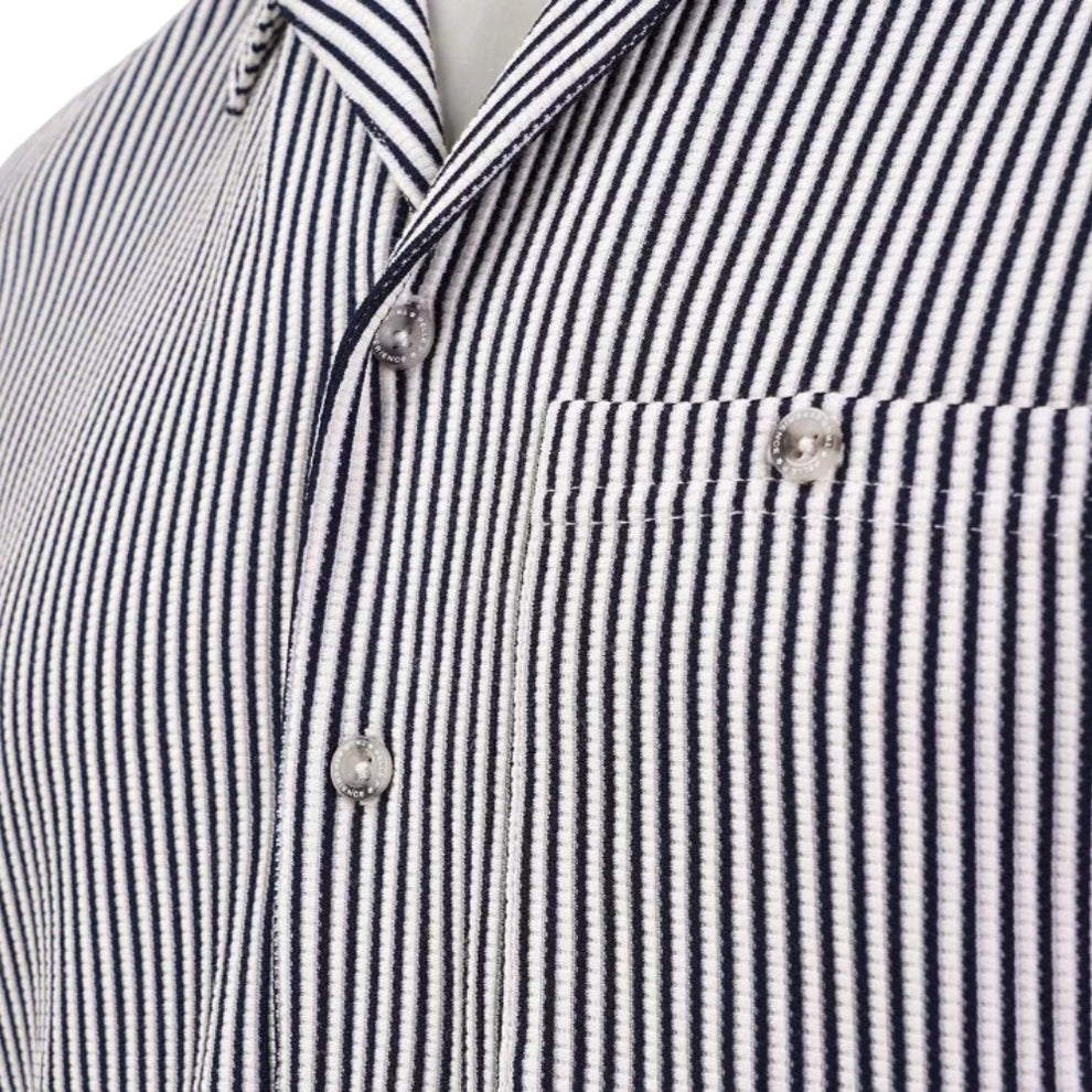 Pelle P M Brassie Camp Collar Shirt Navy Stripe