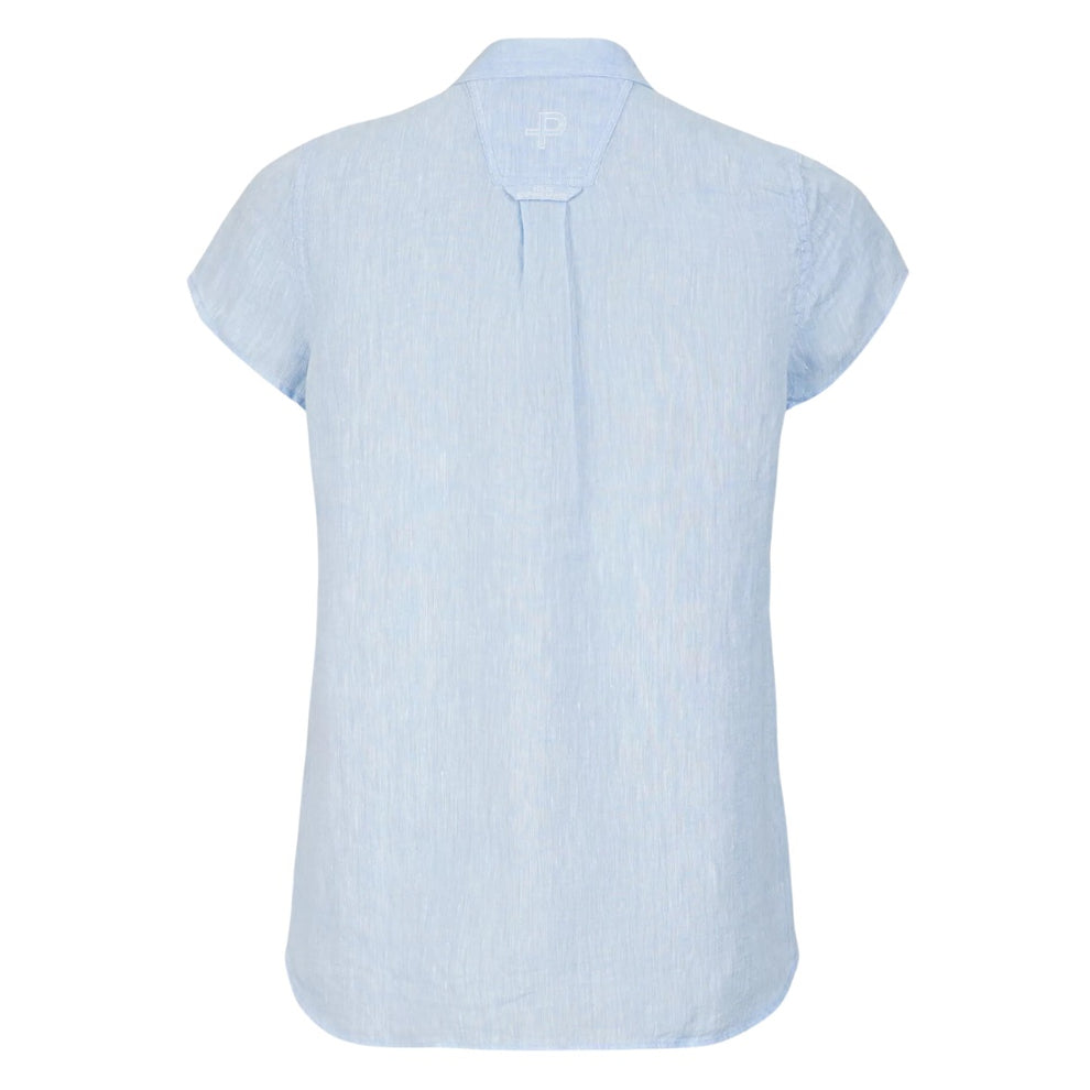 Pelle P W Linen Kortærmet Skjorte Blue Melange