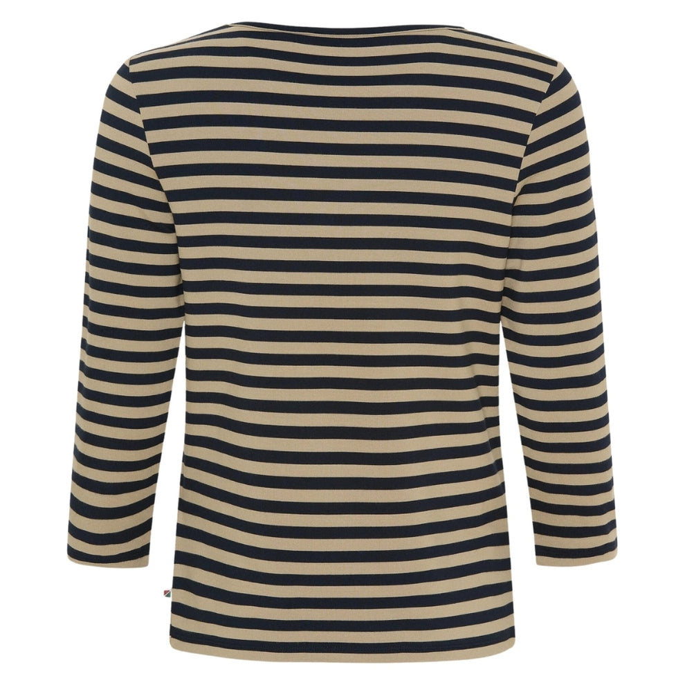 REDGREEN W Cleo 3/4 LS T- Shirt Dark Sand Stripe