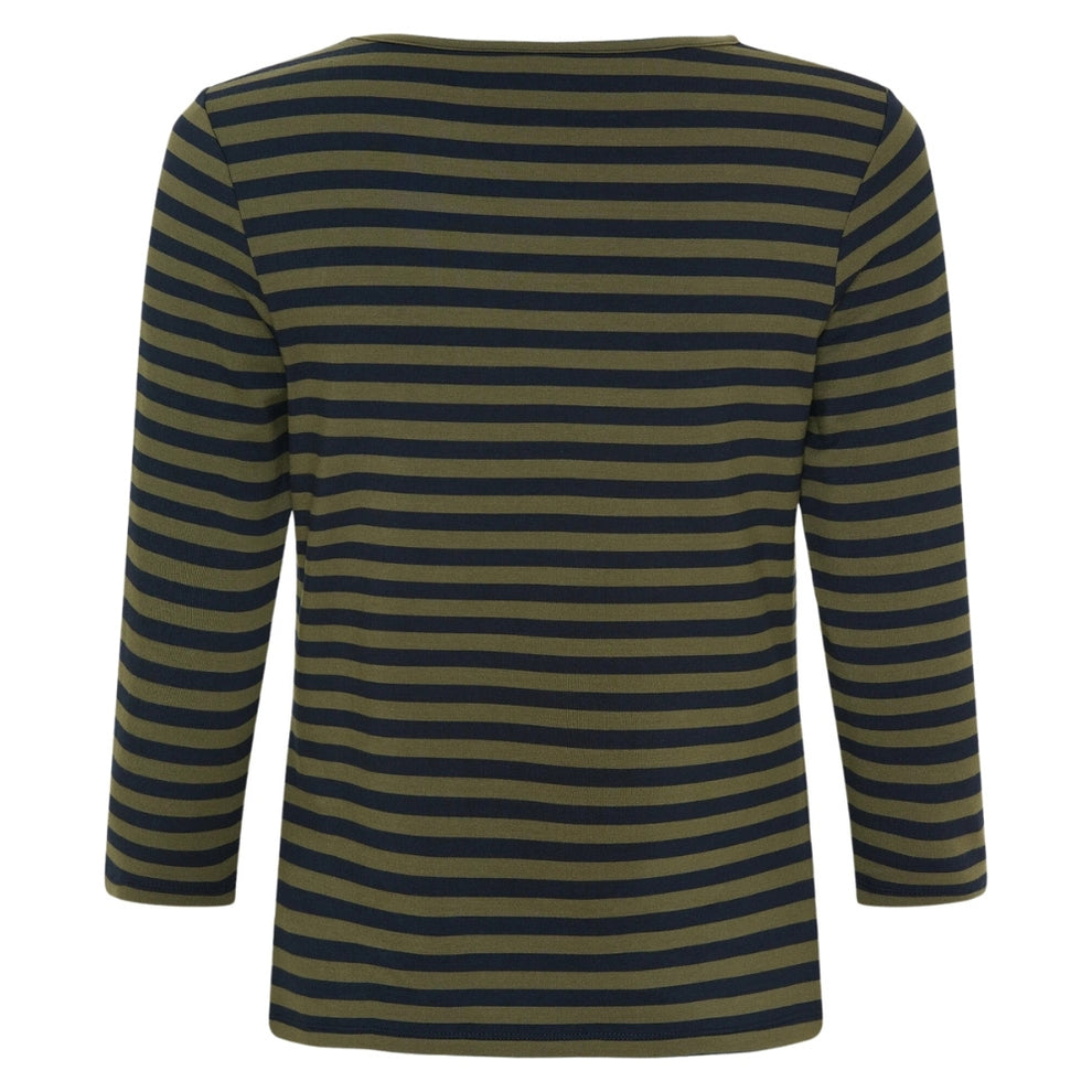 REDGREEN W Cleo 3/4 LS T- Shirt Olive Stripe