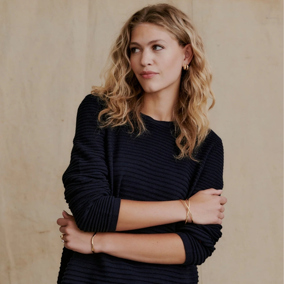 REDGREEN W Jessie Crew Neck Strik Navy