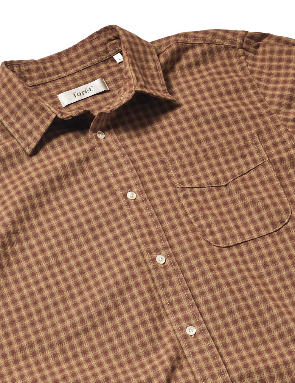 Forét Ridge Flannel Regular Fit Check Shirt Rust Check