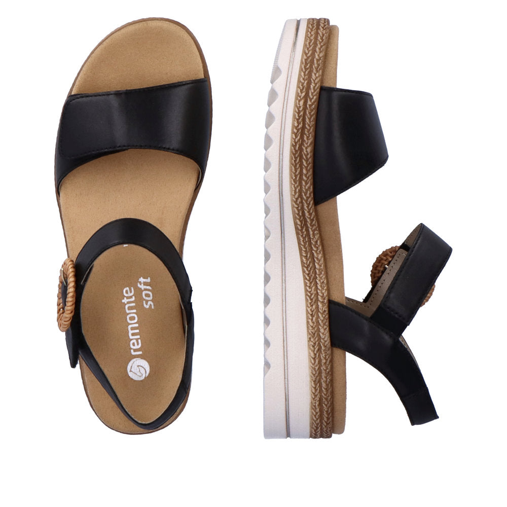 Remonte W Sandal m Velcro og Rundt Spænde Sort