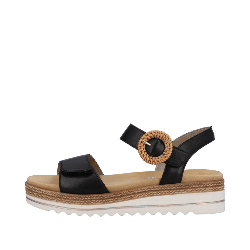 Remonte W Sandal m Velcro og Rundt Spænde Sort