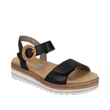 Remonte W Sandal m Velcro og Rundt Spænde Sort