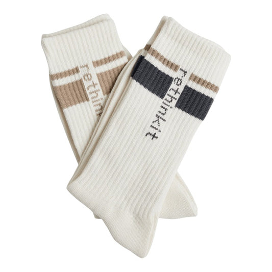 Rethinkit Rethinkit Striped Crew Sock 2Pack 1088 Ink Mocha