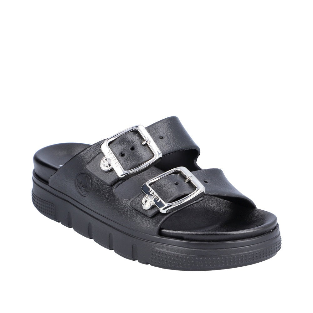 Rieker W Sandal m sølvspænder Black