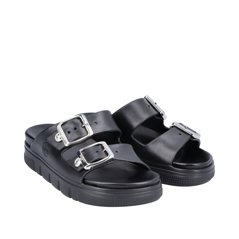 Rieker W Sandal m sølvspænder Black