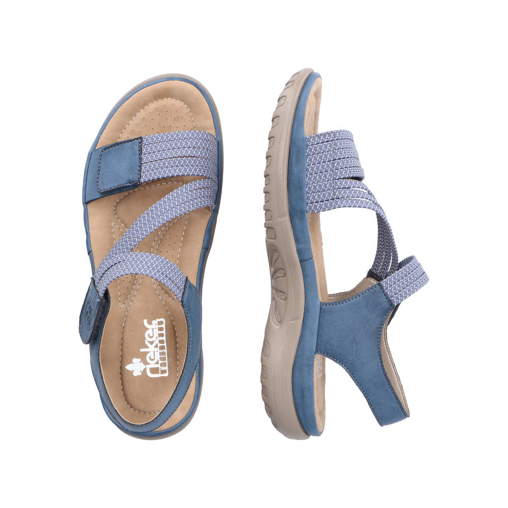 Rieker W Sandal med Elastik og Velcro Blå