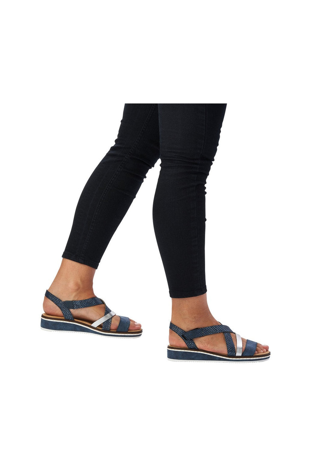 Rieker W Sandal med Justerbar Rem Blå Kombi