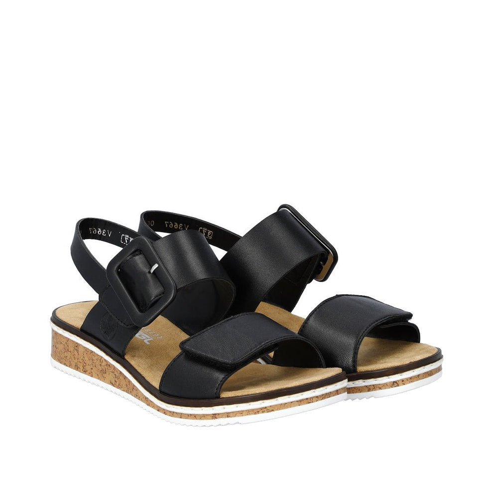Rieker W Sandal m Spænde Sort