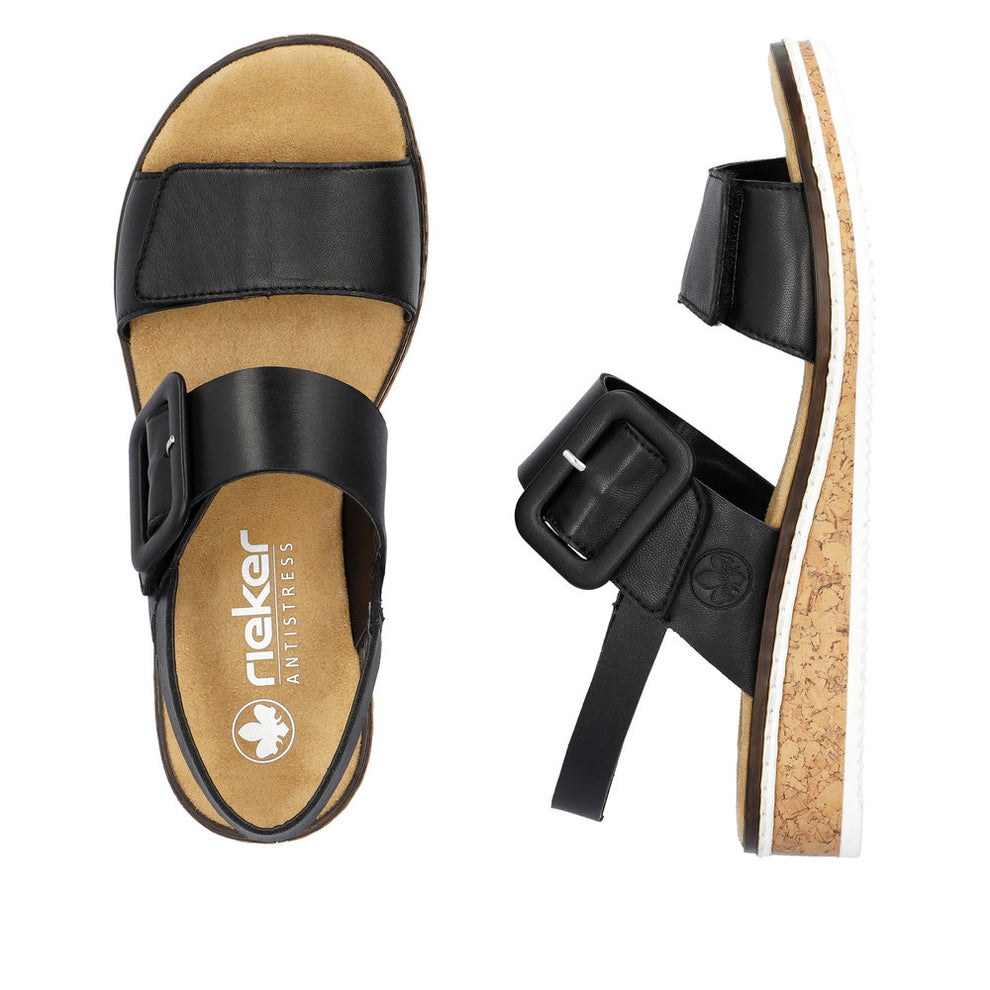 Rieker W Sandal m Spænde Sort