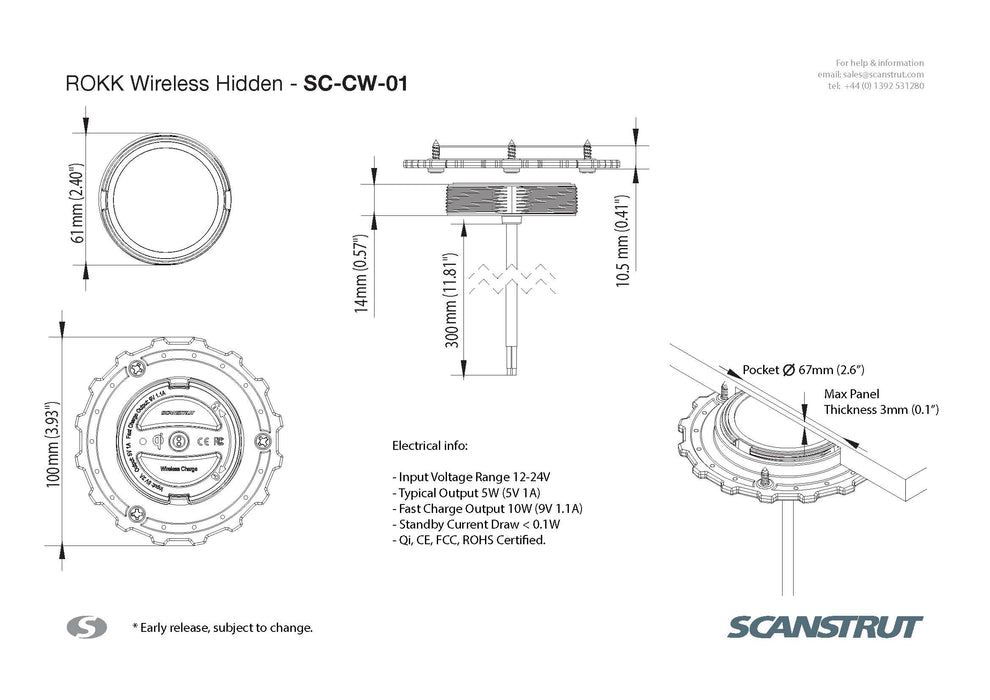 Scanstrut SC-CW-01F ROKK Charge trådløs indbygget