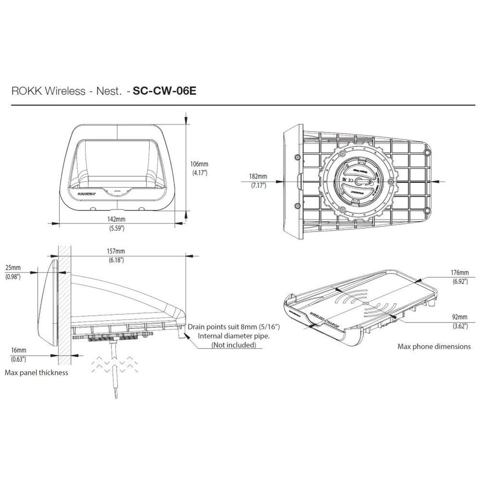 Scanstrut ROKK trådløs SC-CW-06 Nest. vandtæt trådløs oplader 12V/24V