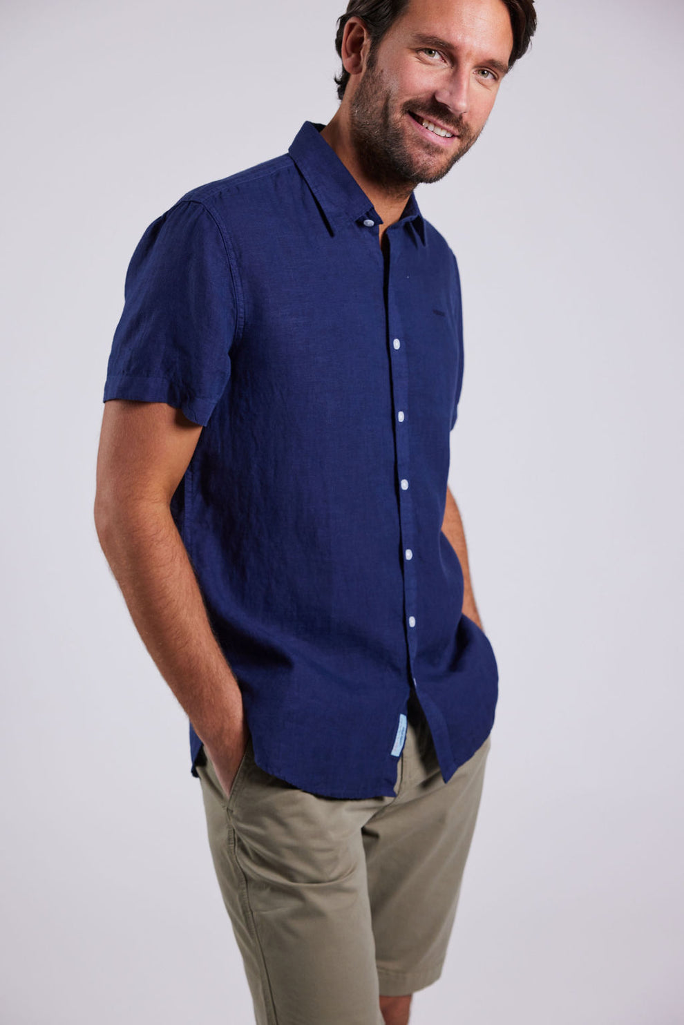 Sebago M Linen Short Sleeve Skjorte
