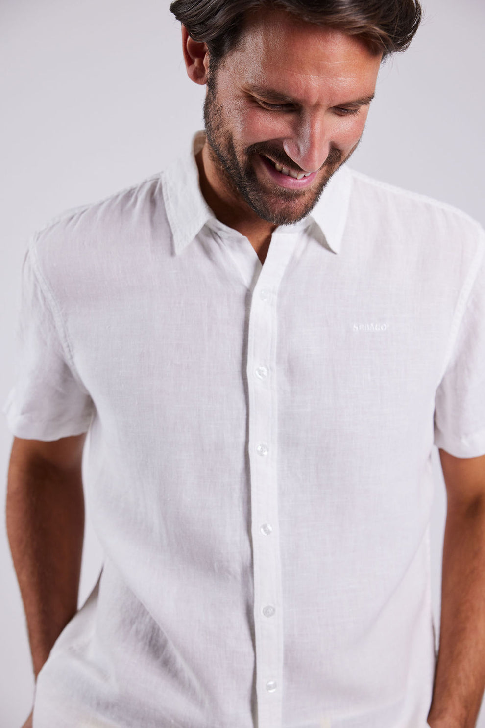 Sebago M Linen Short Sleeve Skjorte