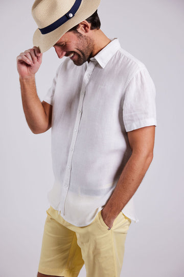 Sebago M Linen Short Sleeve Skjorte