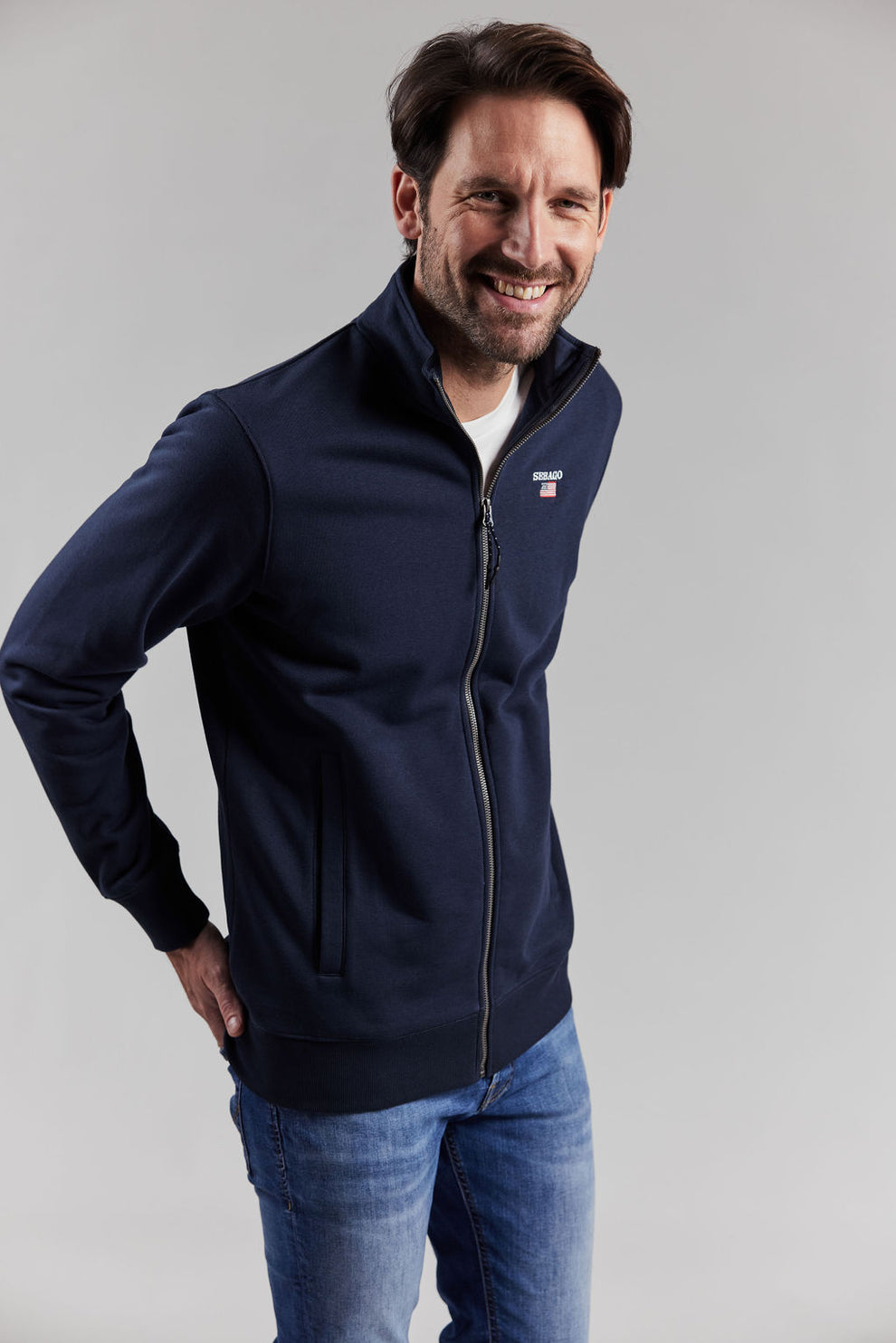Sebago M Larry Zip Sweater Navy
