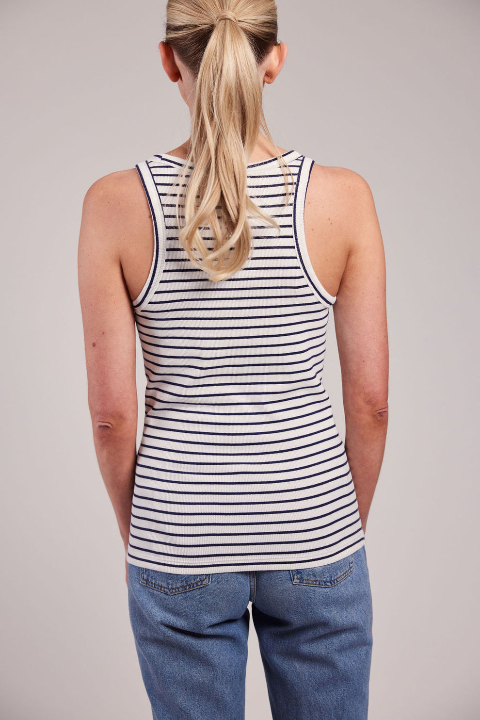 Sebago W Vilma Ribbed Tank Top White Navy