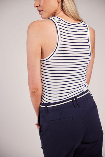 Sebago W Vilma Ribbed Tank Top White Navy