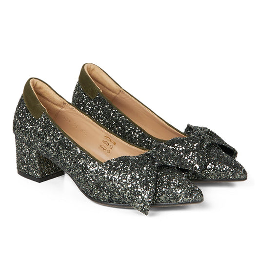 Angulus W Pump m Sløjfe Dark Green Glitter