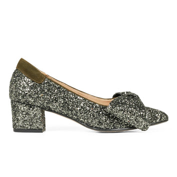 Angulus W Pump m Sløjfe Dark Green Glitter