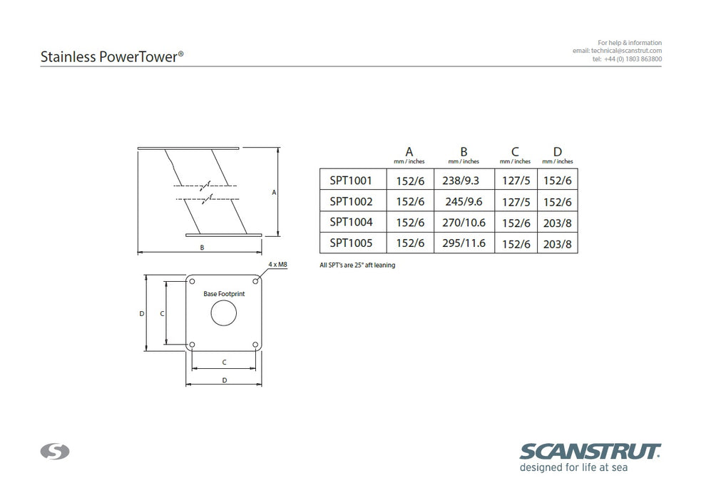 Scanstrut SPT1002 rustfri PowerTower 150 mm