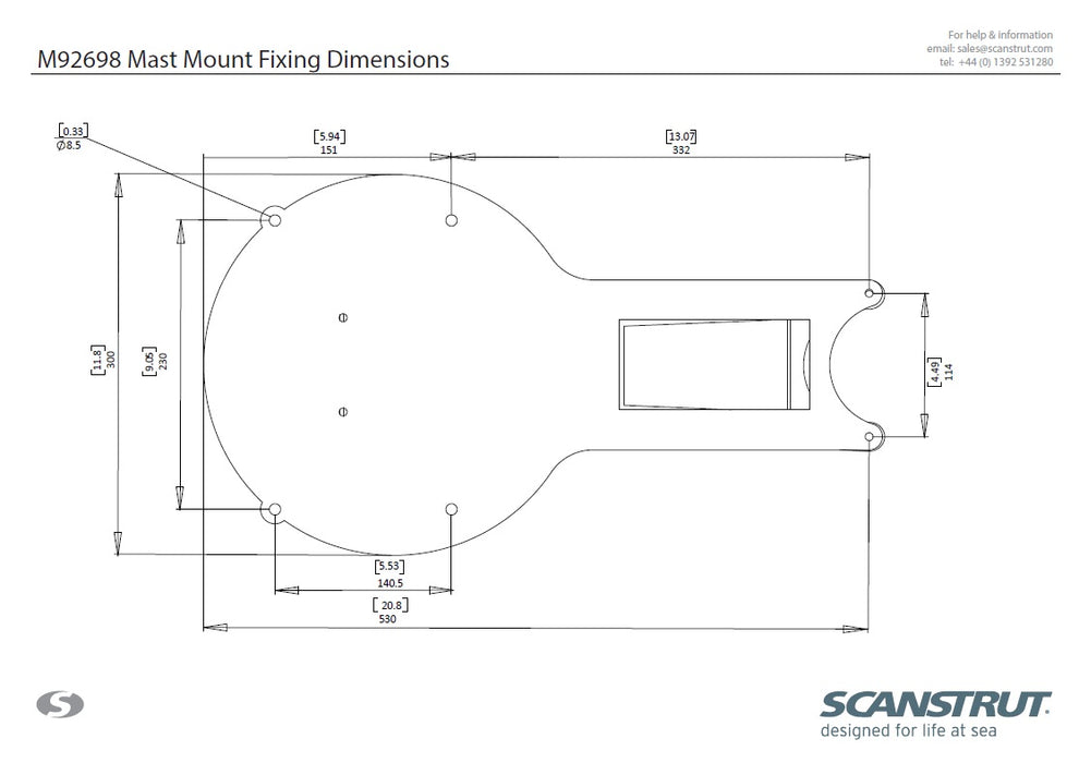 Scanstrut M92698 mastebeslag til Raymarine RD424