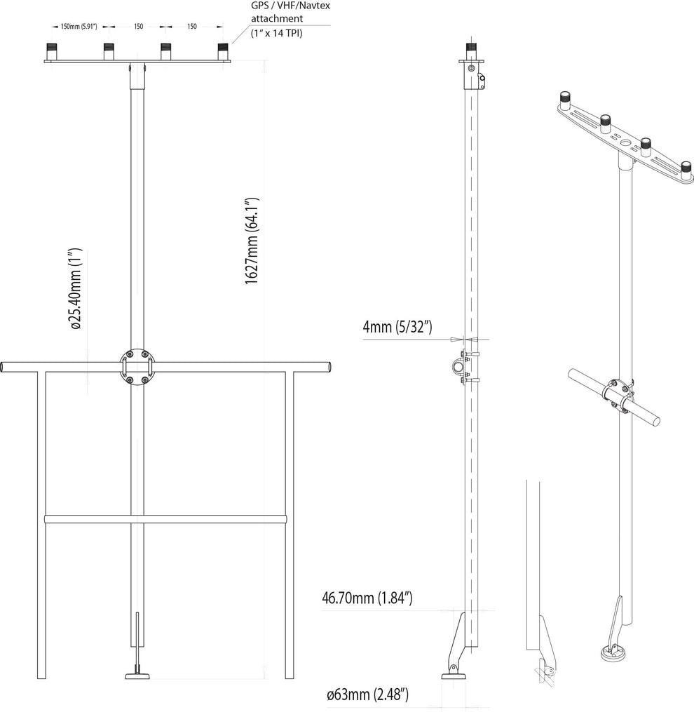 Scanstrut TP-01 mastbeslag T-mast 1,5m