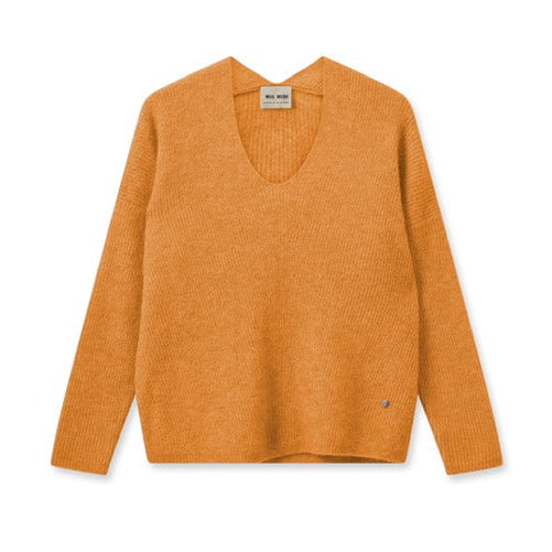 Mos Mosh W Thora V-Neck Knit Blazing Orange