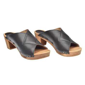 Sanita W Wood-Kelo Square Flex Sandal Black