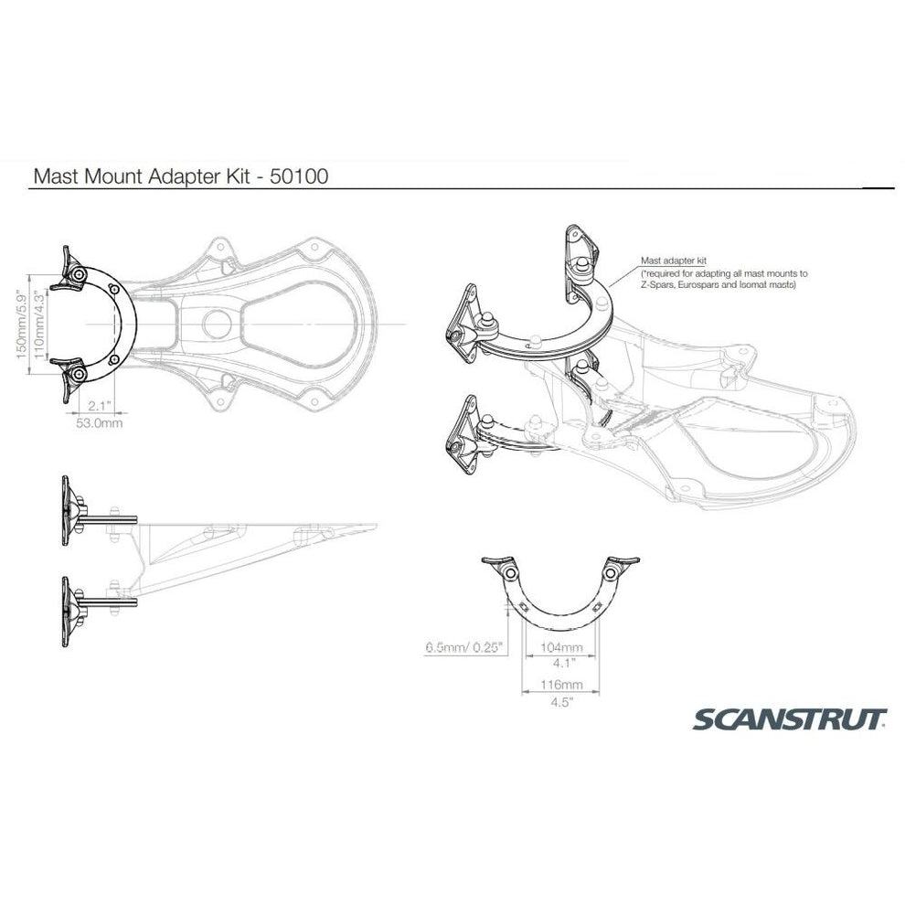 Scanstrut 50100 Mastmonterings adaptersæt