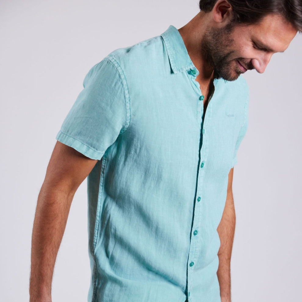 Sebago M Linen Short Sleeve Skjorte Mint