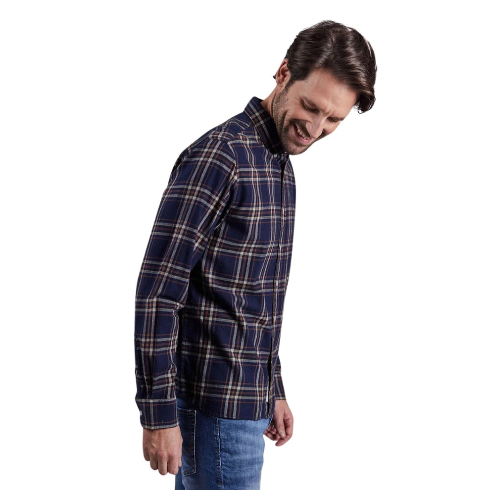 Sebago M Ned Checked Shirt Navy Brown