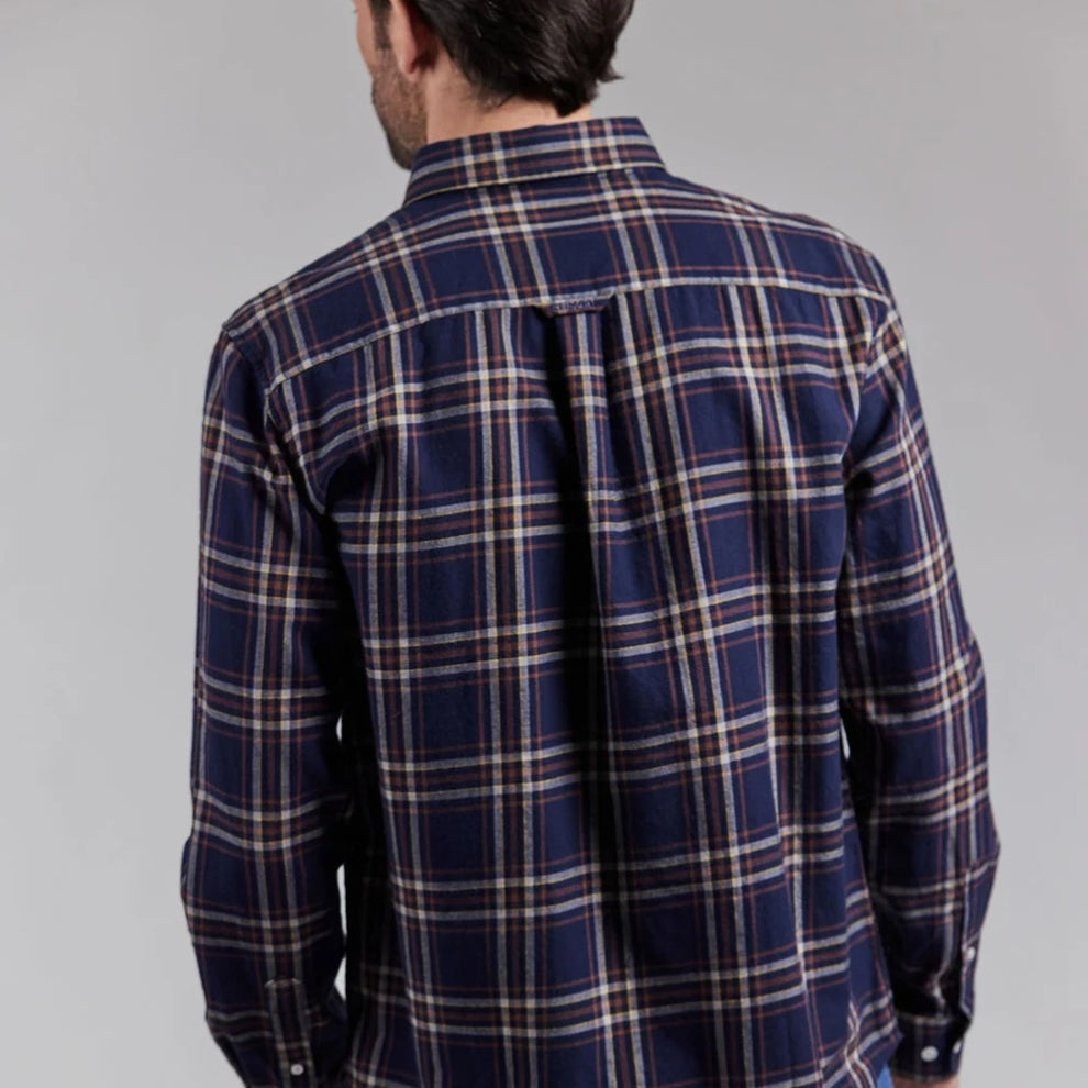 Sebago M Ned Checked Shirt Navy Brown