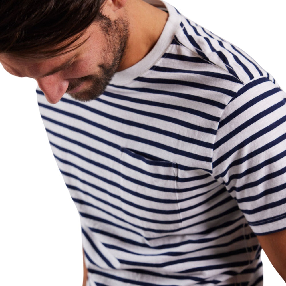 Sebago M Outwashed Pocket T-shirt White Navy