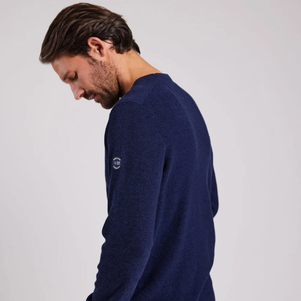 Sebago M Structured Cotton Crew Trøje Navy