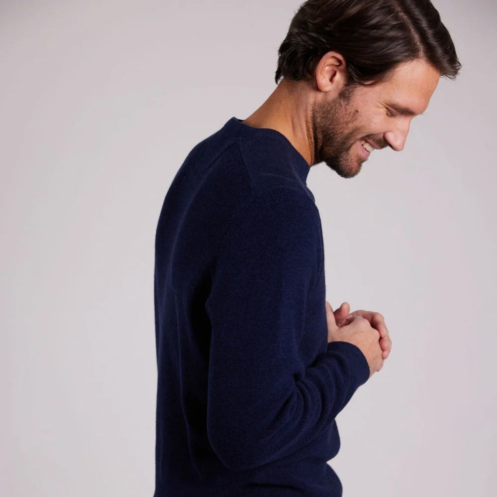 Sebago M Structured Cotton Crew Trøje Navy