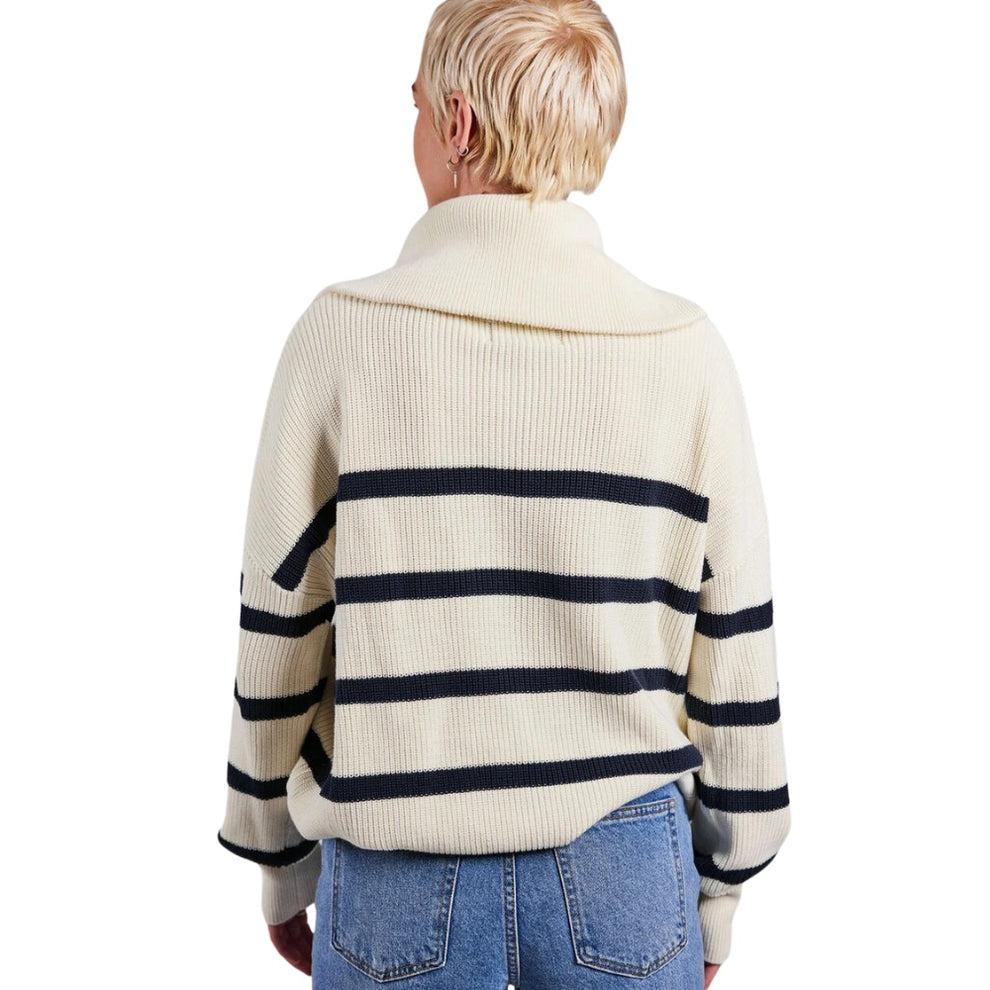 Sebago W Half Zip Sweater Off White Navy