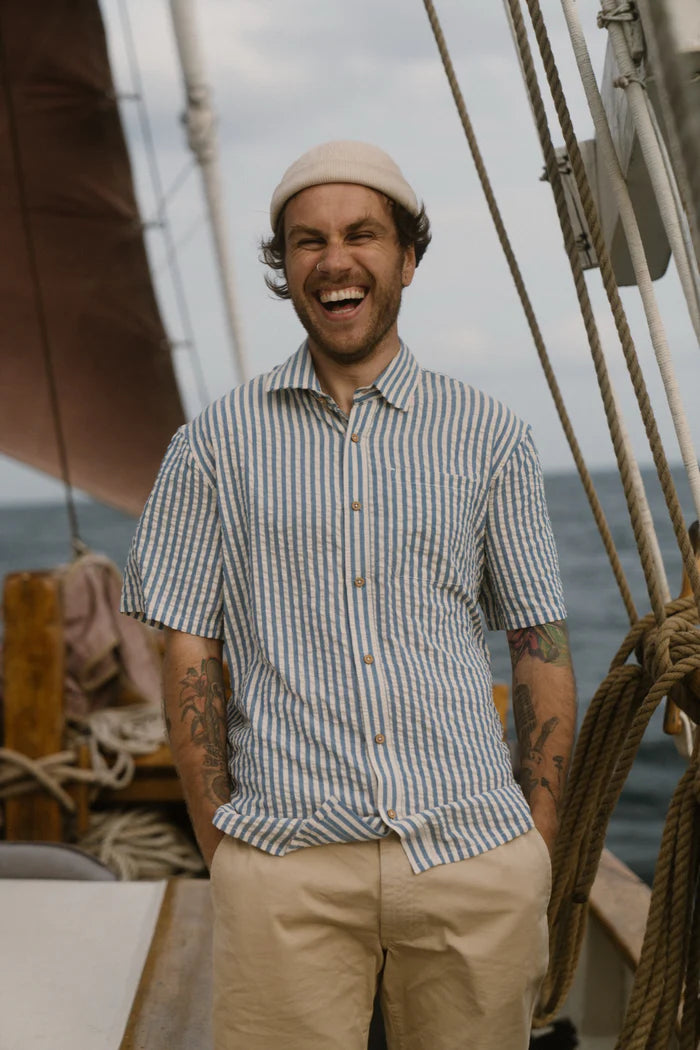 Lakor M Seer Sucker Short Sleeve Shirt Bering Sea
