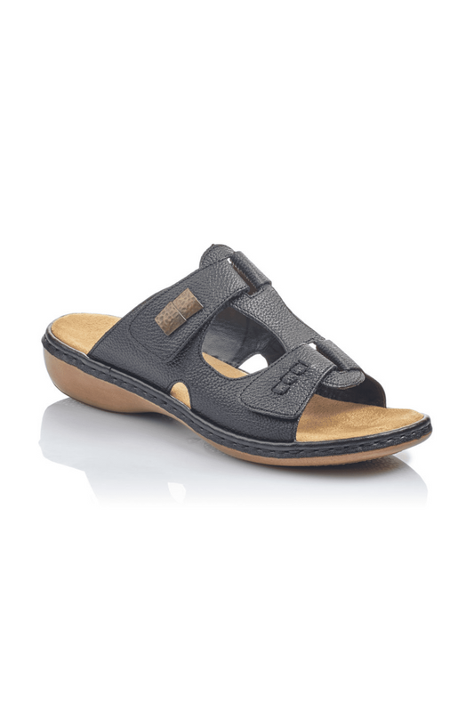 Rieker W Sandal m Spænde og Velcro Sort