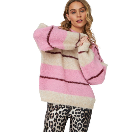 CRAS W Skylarcrass Pullover Pink Bourdaux Stripe