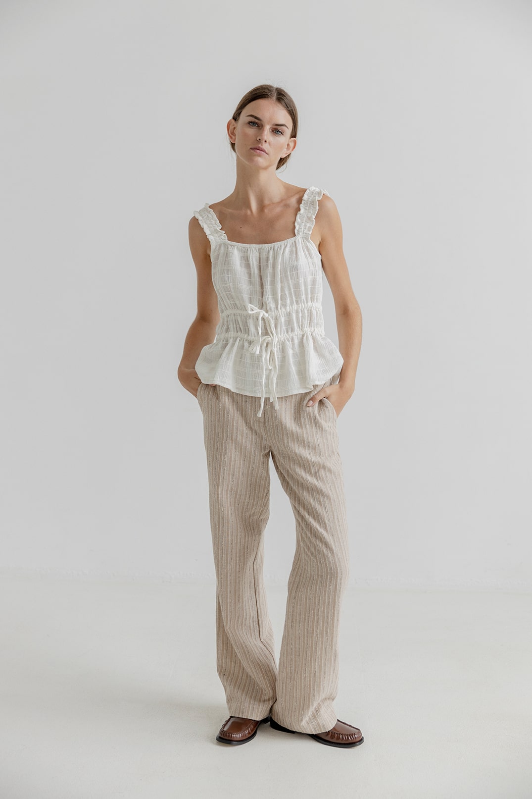 AJ117 Tallis Ladies Woven Top 101 White
