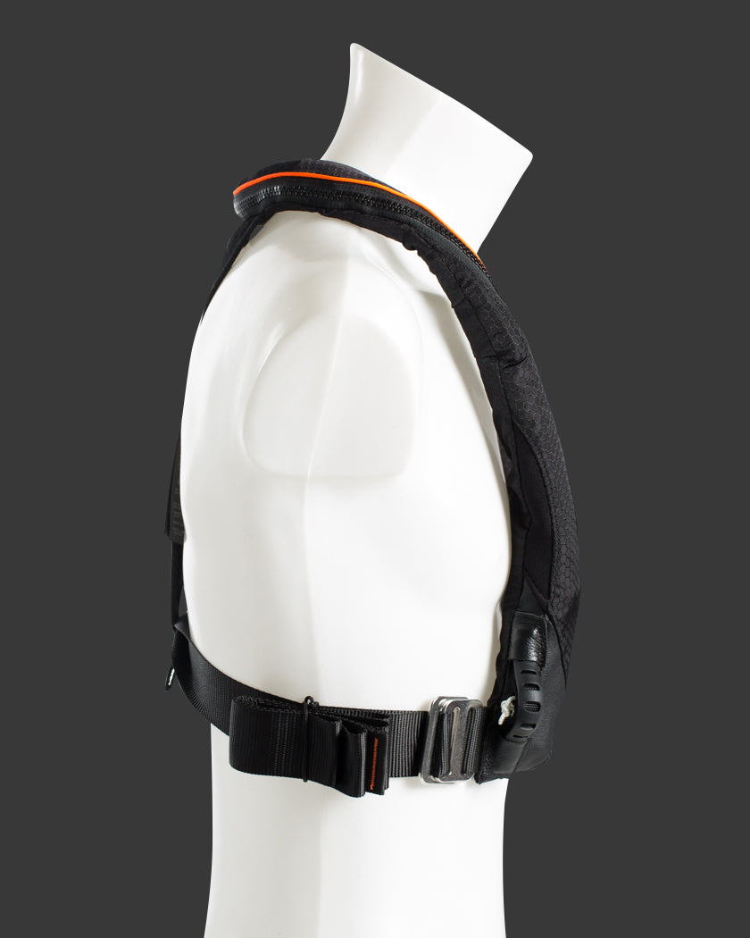TeamO Micro 170N Manuel Redningsvest sort m. orange trim