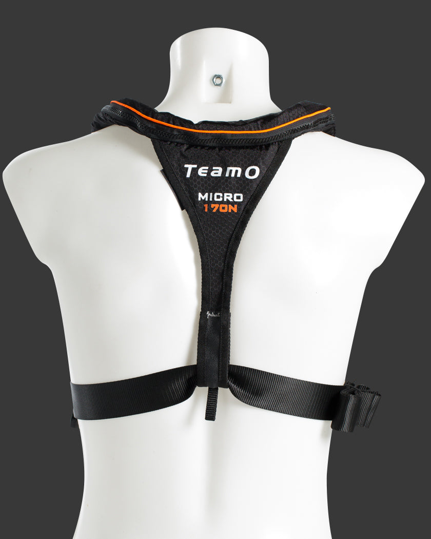 TeamO Micro 170N Automatisk Redningsvest sort m. orange trim