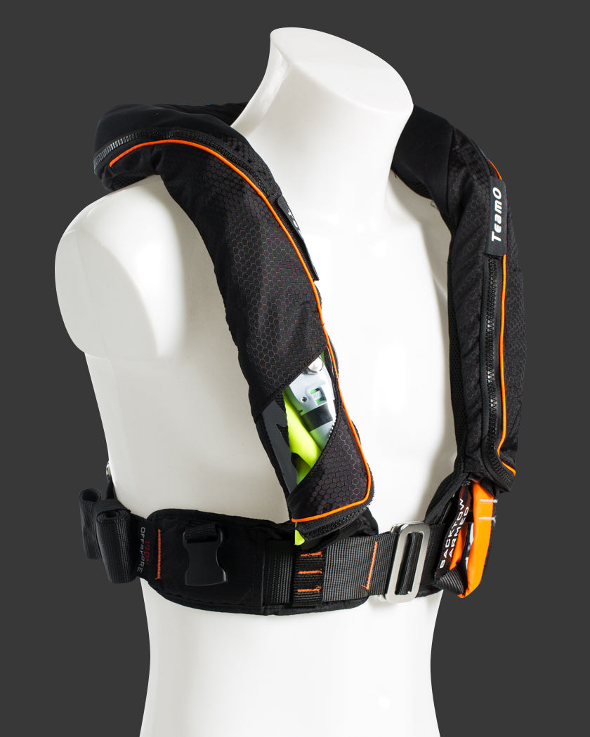 TeamO Offshore 170N BackTow Redningsvest sort m. orange trim