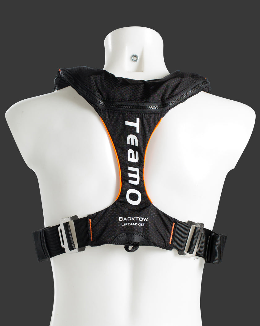 TeamO Coastal 170N BackTow Redningsvest sort m. orange trim
