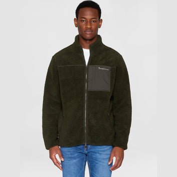 Knowledge Cotton Apparel M Teddy Fleece Zip Sweat Forrest Night