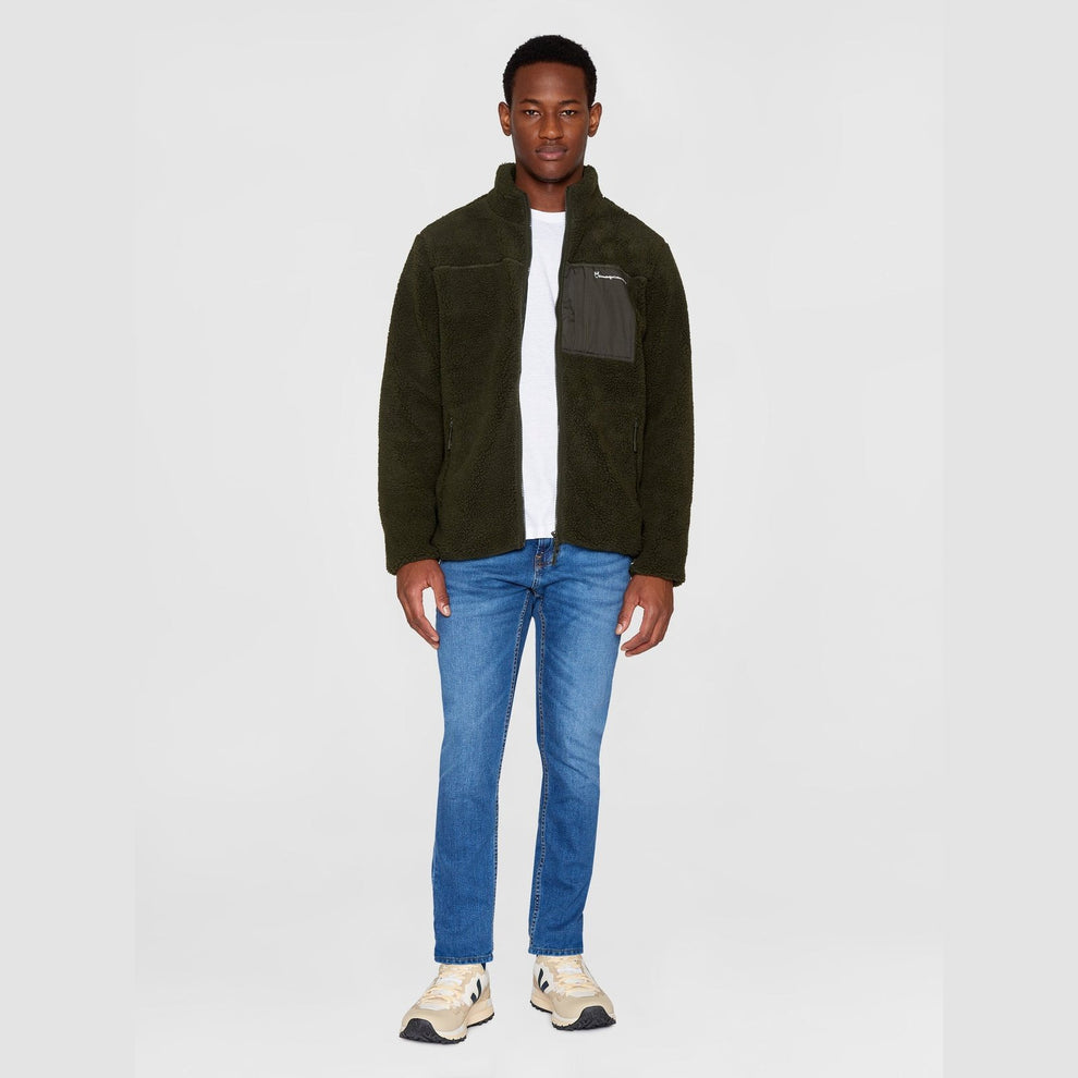 Knowledge Cotton Apparel M Teddy Fleece Zip Sweat Forrest Night